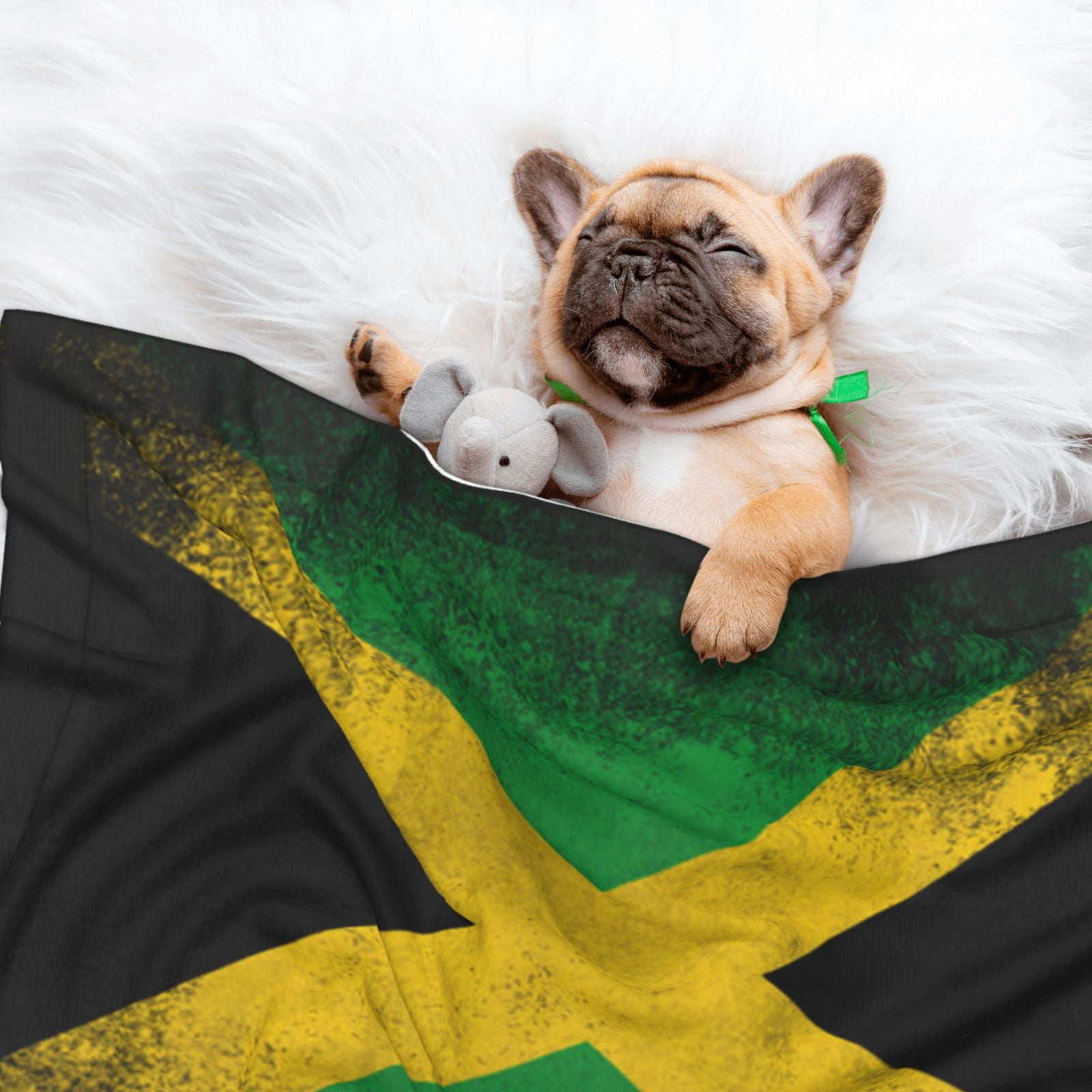 Jamaica Flag Jamaican Print Dog Blanket Soft Warm Flannel Cat Blanket Great Pet Throw for Cats Puppy Small Medium Large Dog