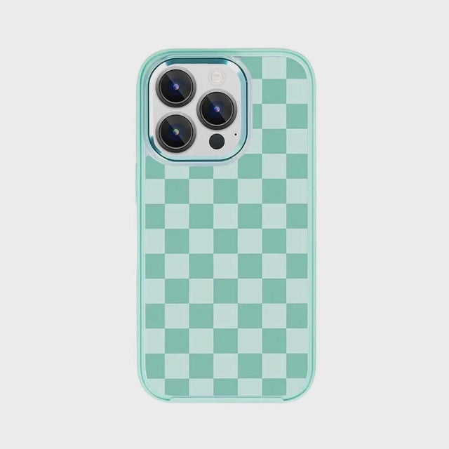 Caseco iPhone 15 Pro Case With Mag-Safe - Green Checkerboard