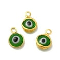 thumbnail image 4 of Ion Plating(IP) 304 Stainless Steel with Glass Enamel Charms Real 18K Gold Plated Flat Round with Evil Eye Pattern Mixed Color 9.5x6.5x2.5mm Hole: 1.6mm, 4 of 4