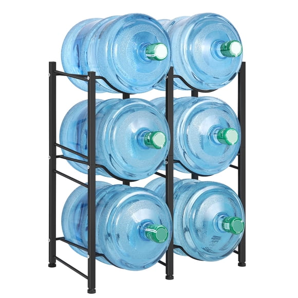 Soporte para botellas de agua LIANTRAL, 5 galones, 3 niveles, acero negro
