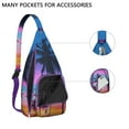 thumbnail image 2 of Summer Beach Palm Trees Sling Bag, Waterproof Shoulder Bag with Hide the Keyhole, Comfortable & Easy Access for Women & Men, 2 of 4