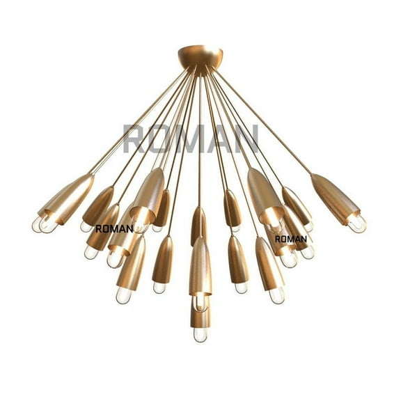1950's Mid Century Sputnik chandelier Ceiling Lamp Flush Mount Brass light fixture Sputnik Light Chandelier Low Ceiling pendant light.