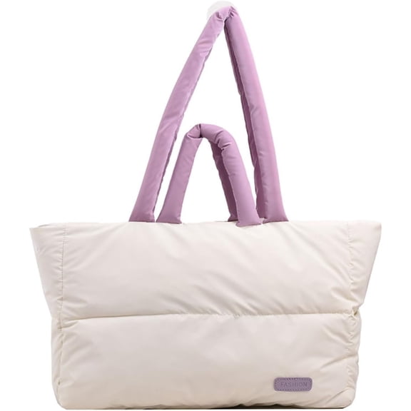 LinYooLi Large Quilted Puffy Tote Bag for Women Puffer Tote Bag Shoulder Handbags Purse Soft Padded Down Hobo Bag