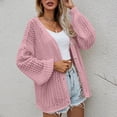 thumbnail image 2 of Suéter abrigo de ganchillo liso para Mujer Gibobby Kimono bohemio Rosa L, 2 of 5