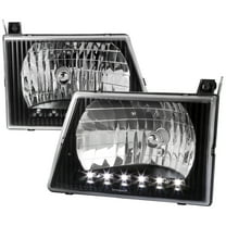 Spec-D Tuning Led Black Headlights Compatible with 1992-2006 Ford Econoline Van E150 E250 E350 E450 L R Pair Head Light Lamp Assembly