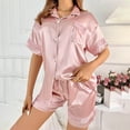 thumbnail image 2 of Lopecy-Sta Women Sleepwear Pajamas Set Mother's Daygifts Silk Pajamas for Women Silky Short Sleeve Pj Set Satin Button Down Pjs Lace Trim Shorts Pajamas Set, 2 of 6