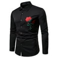 thumbnail image 2 of DDAPJ pyju Mens Long Sleeve Dress Shirts Rose Embroidered Button Down Shirt Regular Fit Wrinkle-Free Formal Wedding Shirts Black XXL, 2 of 5