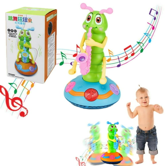 EIGTHTAIL Dancing Saxophone Caterpillar - Children‘s Electric Caterpillar Saxophone Musical Toys Battery Powered Baby Sensory Musical Toys with Music and LED Lights