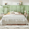 thumbnail image 2 of Sha Cerlin White King Size Metal Platform Bed Frame with Victorian Vintage Headboard & Footboard, 2 of 7