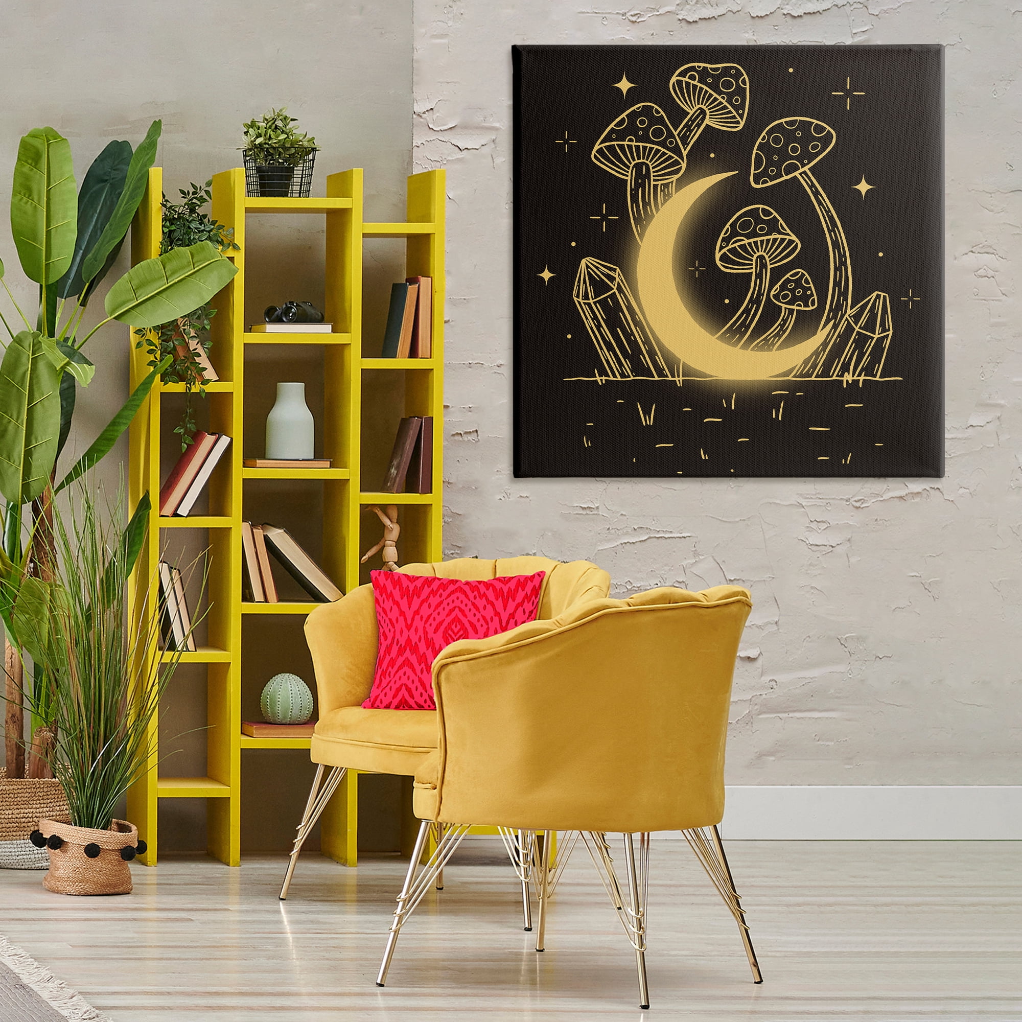 Stupell Industries Moon In The Shroom Plants & Flowers Painting Wrapped Canvas Art Print Wall Art, 36 x 36