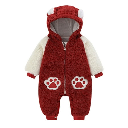 

One-Piece Clothes Boys Girls Long Sleeve Winter Bear Hooded Jumpsuit Romper