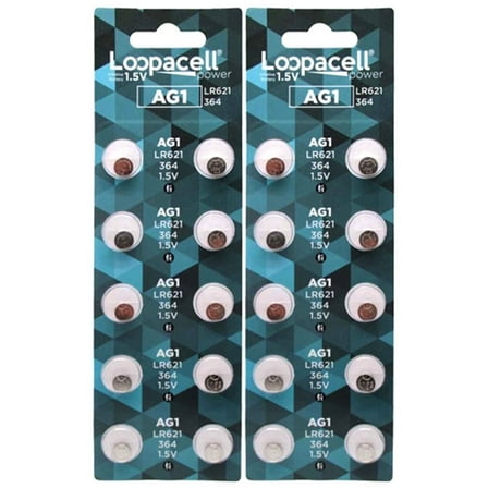 LOOPACELL AG1 LR621 364 Alkaline Watch Batteries X 20