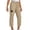Khaki, variant on Sakmal Capri Cargo Pants Women Cropped Wide Leg Pants Solid Spring Trendy Women's Capris L
