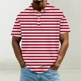 thumbnail image 2 of biudgviw Big and Tall T Shirts for Men Button Lapel Striped Shirts Fashion Casual Short Sleeve Soft Loose Fit Tops M-4XL, 2 of 5