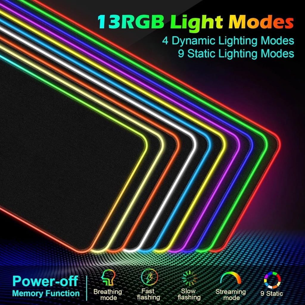 Yammee LED Gaming Mouse Pad with 15W Wireless Charging Rubber Base Computer Keyboard Mat for Gaming PC Laptop Accessories