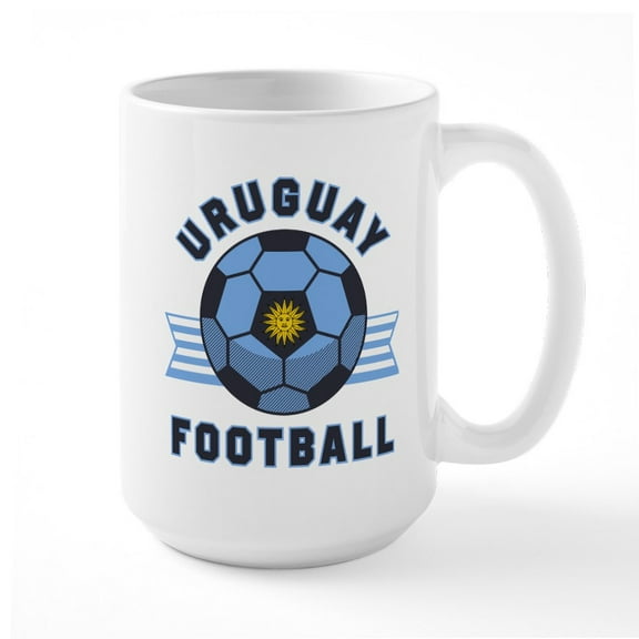 CafePress - Uruguay Football Mugs - 15 oz Ceramic Large White Novelty Mug