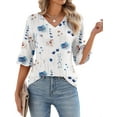 thumbnail image 4 of Zeagoo Women Ruffle Sleeve T Shirt Leopard Print Plus Size Tunics Blouses Dressy Casual V Neck Loose Blouses, 4 of 7