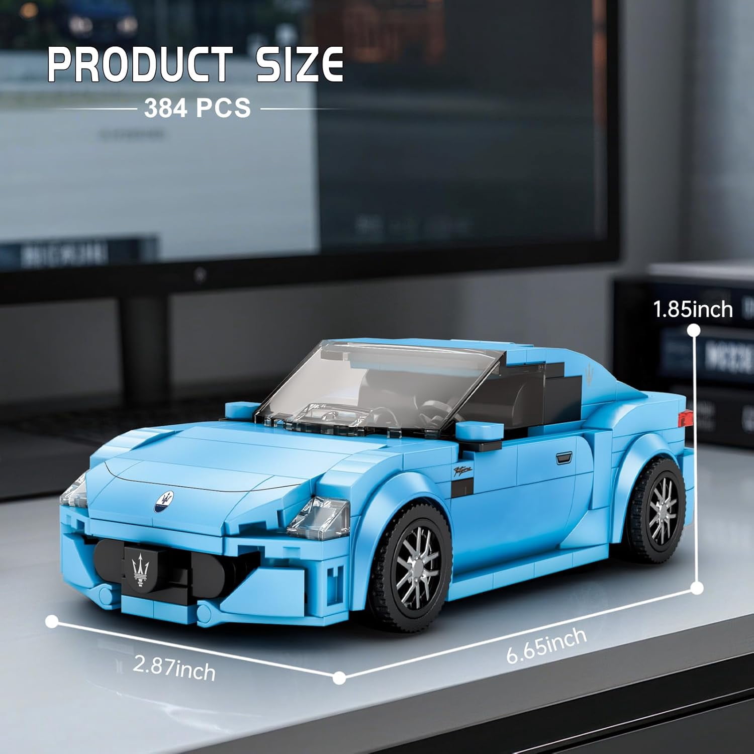 Super Sports Car Building Blocks Sets, Classic Collectible Car Model  , Mini Sports Cars Toy Kit for Adult Blue(384 Pieces)