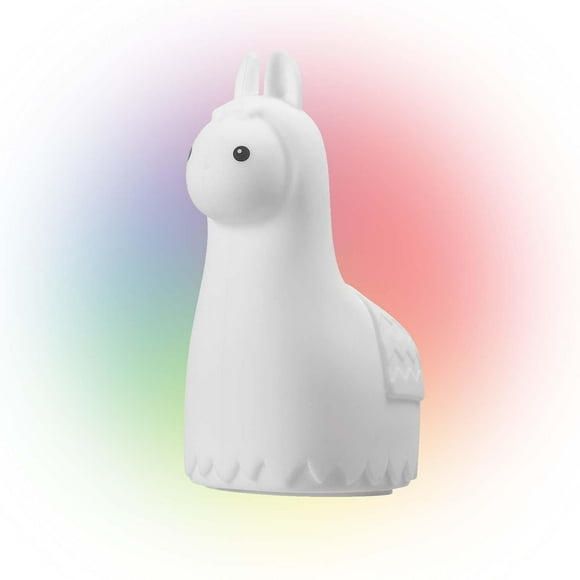 Veilleuse pour enfant en silicone en forme de lama blanc avec DEL multicolore intégrée
