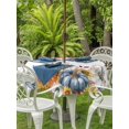 thumbnail image 2 of Outdoor Tablecloth with Umbrella Hole and Zipper, Fall Blue Pumpkin Round Table Cloth 60 Inch Waterproof Tablecloth, Thanksgiving Sunflower Eucalyptus Picnic Table Cover for Patio Camping, 2 of 7
