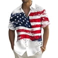 thumbnail image 4 of BUWTTED Mens Shirts 250th Anniversary USA Flag Print Graphic Summer Beach Loose Fit Short Sleeve Button Down Casual White Shirt L, 4 of 4