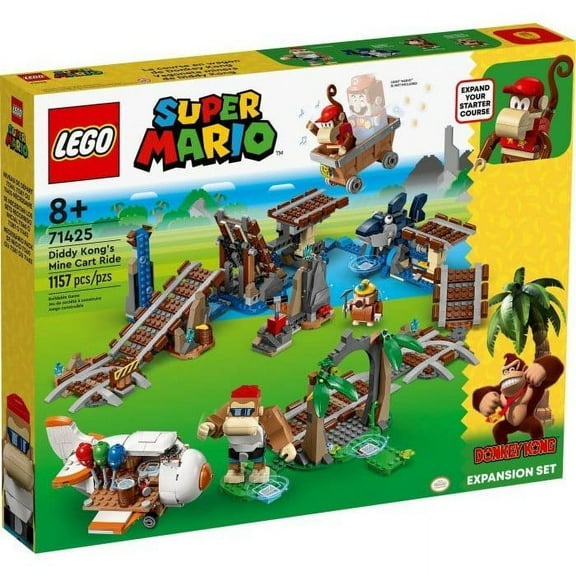 LEGO Super Mario Diddy Kong's Mine Cart Interlocking Block Building Set, 1157 Count