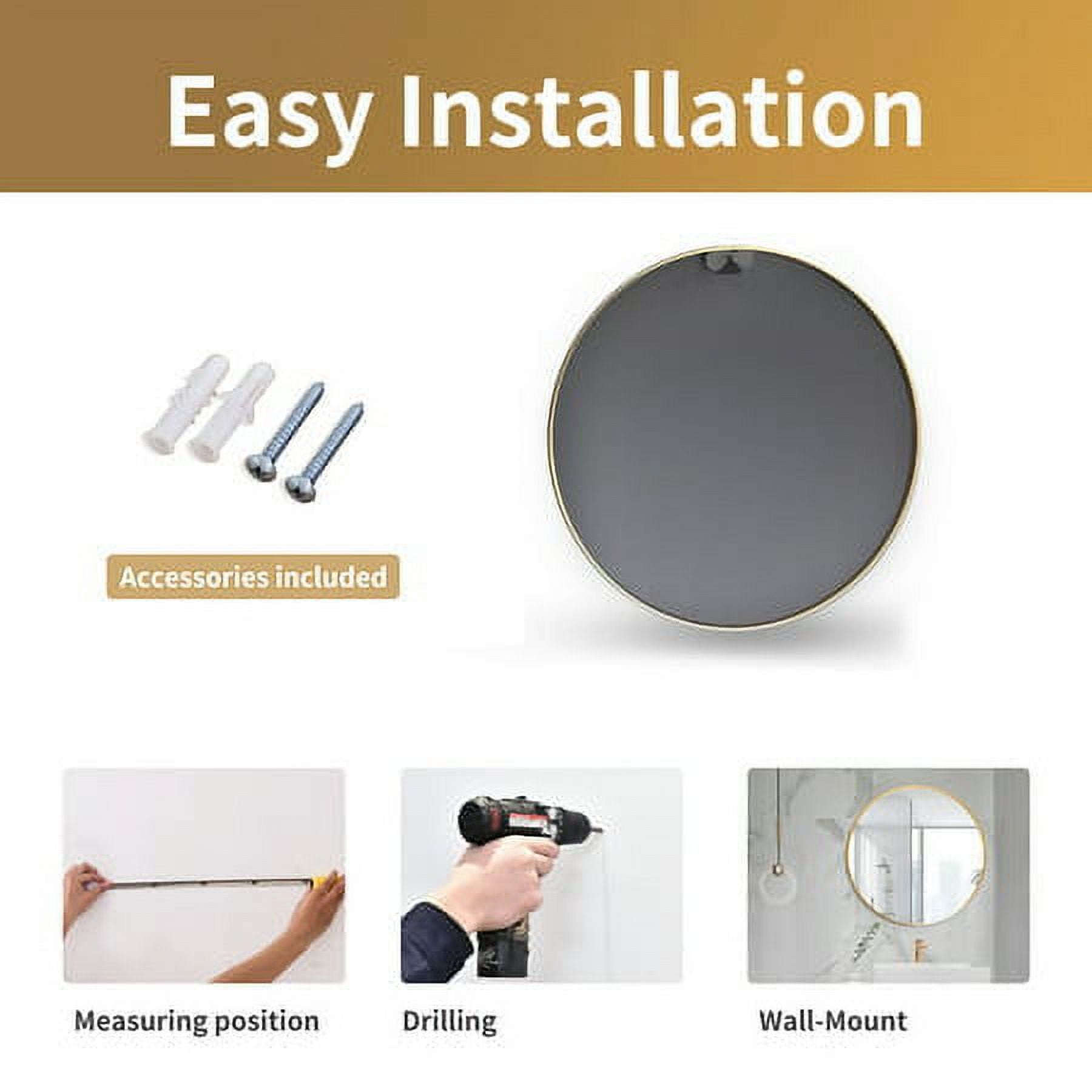 Mirolume 24" Bathroom Mirror Round Wall Mirror Mirror Wall Mounted Leaning Classic, Gold