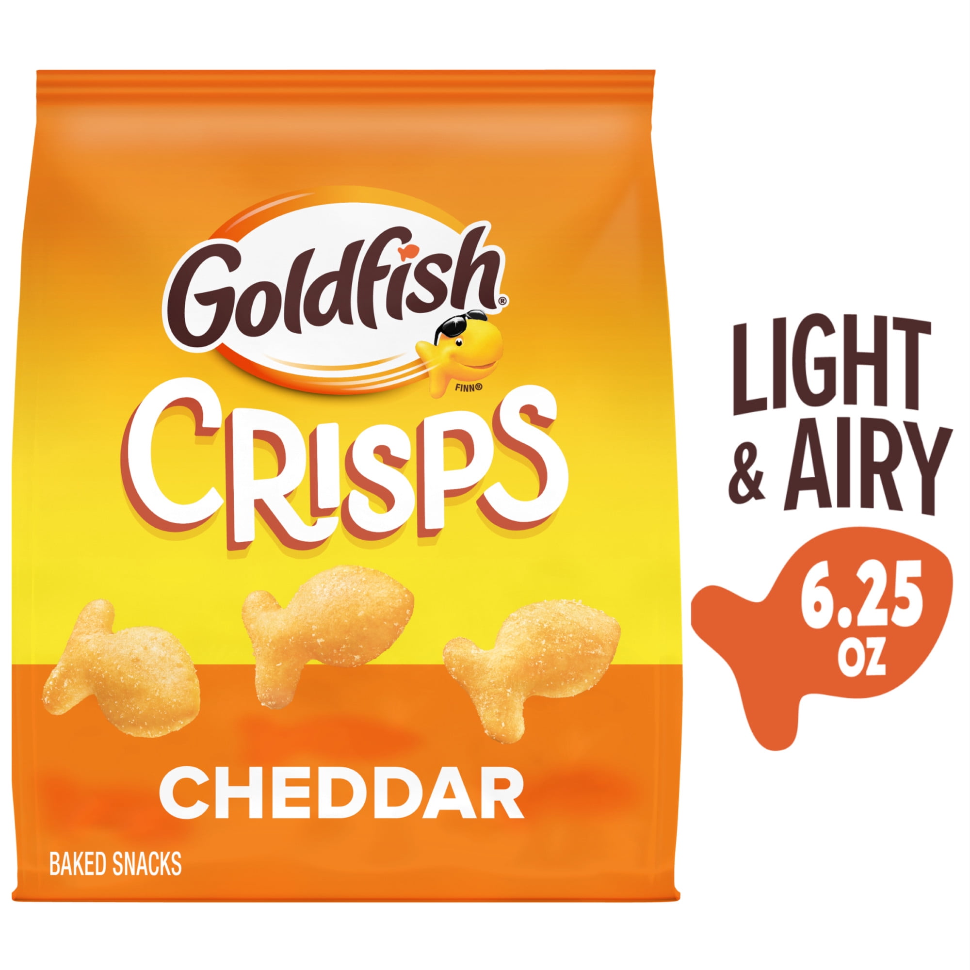 (3 pack) Goldfish Crisps Cheddar Cheese Baked Chip Crackers, 6.25 oz Bag