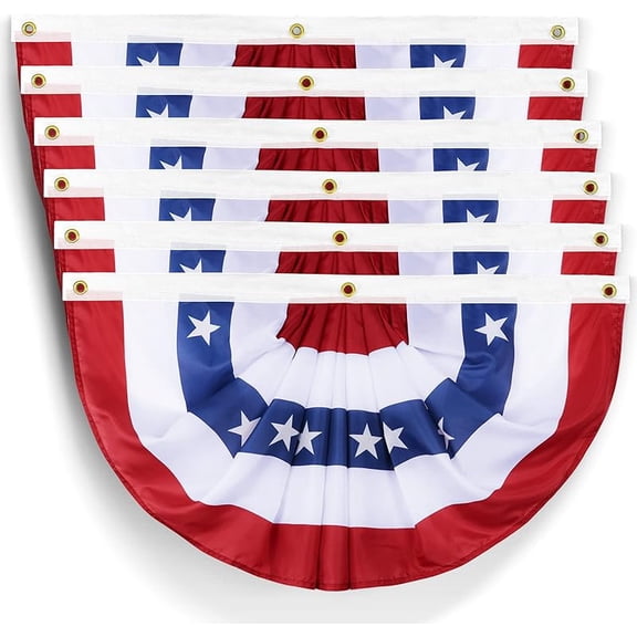 USA Patriotic Bunting Fan Flags 1.5x3 Ft Banner American Independence Day 4th of July Veterans Day Decorations Celebration Stars Party Supplies for Home Balcony Decor (Pattern B-6)