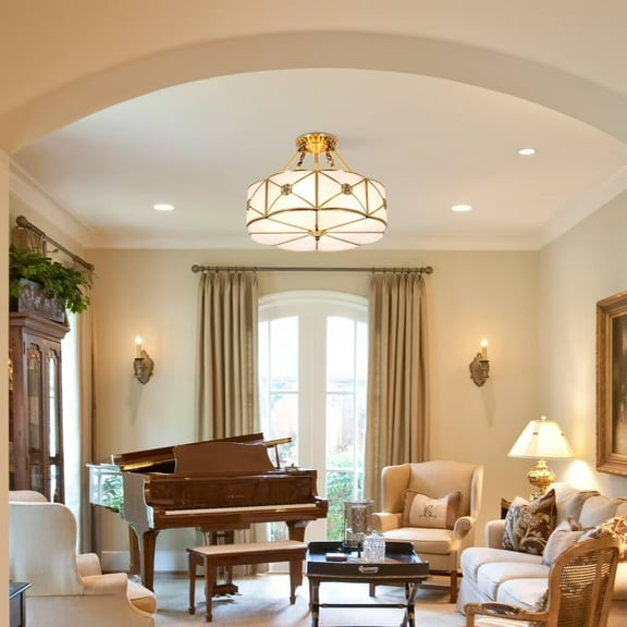 FINE MAKER 4-Light Postmodern Metal Gold Chandelier