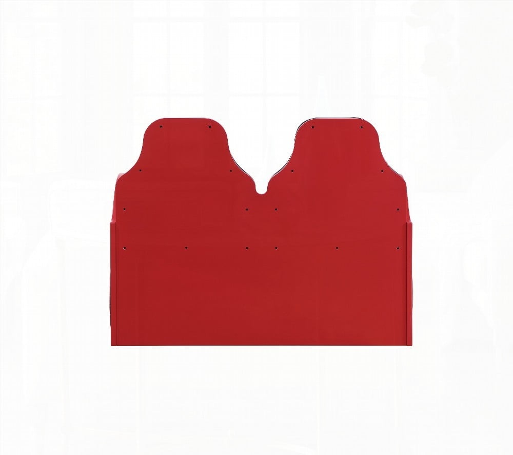 Colen Red Finish Twin Car Bed with Cool LED and Padded Upholstery