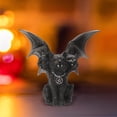 thumbnail image 3 of Escultura de gato de tres cabezas con alas tenebrosas, figura decorativa en miniatura, decoración de Halloween para el hogar., 3 of 8