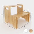 thumbnail image 3 of Wooden Step Stool,Two Step Stool for Kids,Toddler Montessori Stool Supports 300 lbs Kids Toddler Stepping Stool for Bathroom Sink/Toilet/Kitchen/Bed,Natural C98, 3 of 3