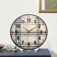 thumbnail image 4 of Yayeee Wall Clock Battery Operated 9.5" Silent Non-Ticking for Living Room, Beige Plaid Pattern, 4 of 8