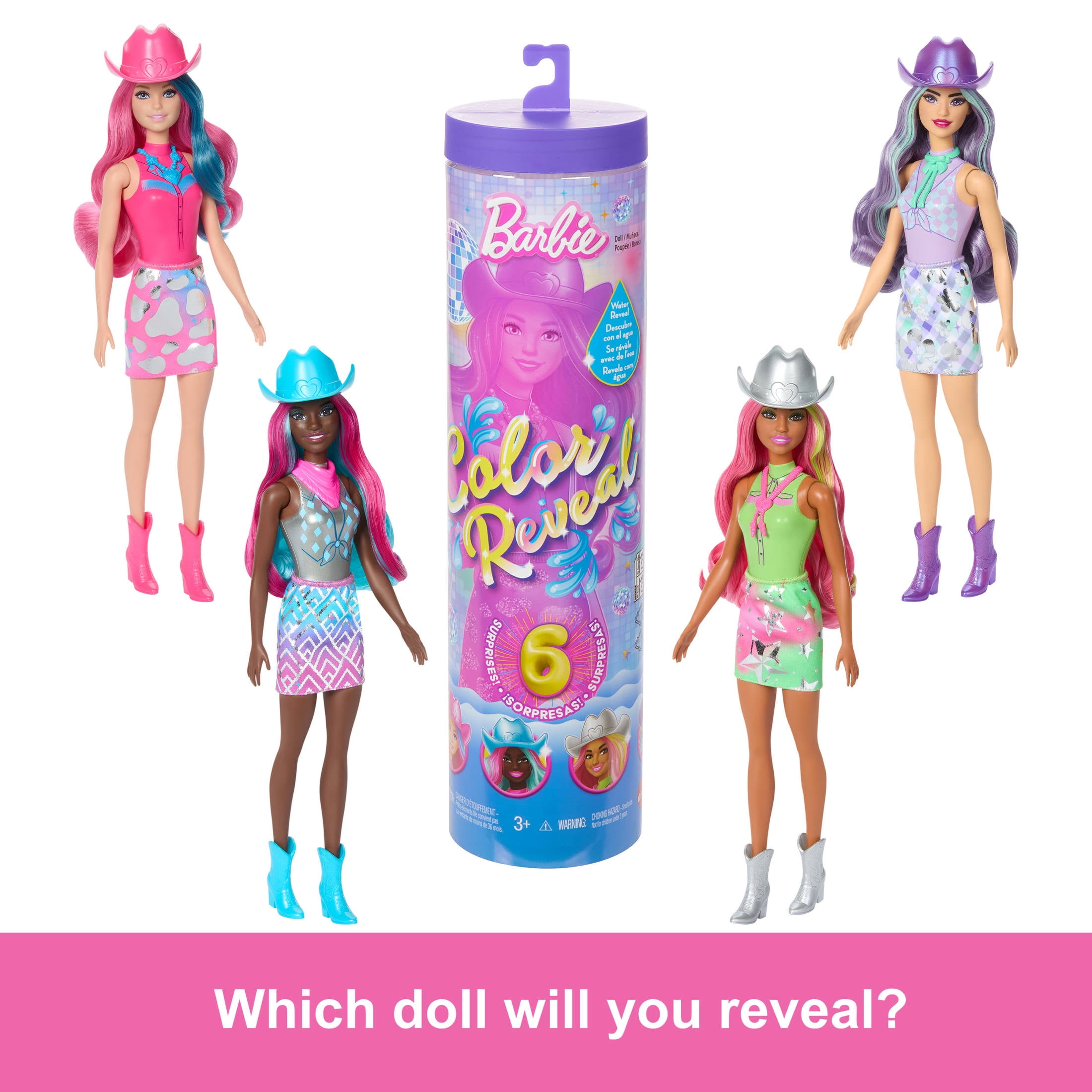 Barbie Color Reveal Disco Star Series Fashion Doll & Accessories with 6 Surprises (Styles May Vary)