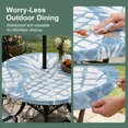 thumbnail image 5 of Round Outdoor Tablecloth with Umbrella Hole and Zipper, Sky Blue White Pineapple Tablecloth with Elastic Waterproof, Tropical Summer Botanical Fruits Patio Table Covers for 36" - 44" Pool Tables, 5 of 9