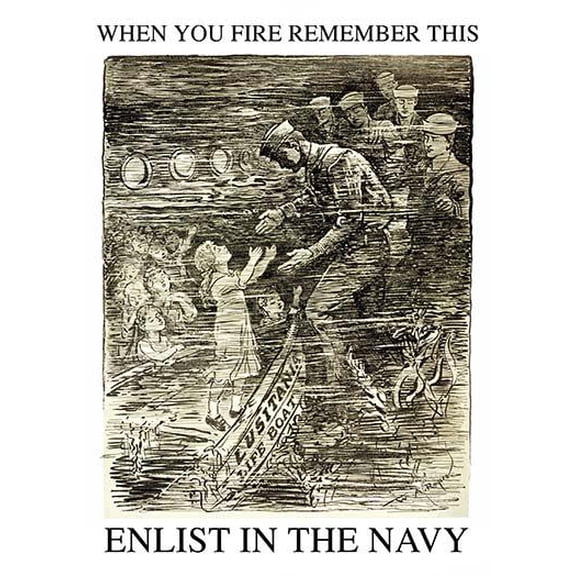 When you fire remember this - Enlist in the Navy- Fine Art Canvas Print (20" x 30")