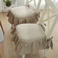 thumbnail image 4 of Princess Chair Cushion Cover, European Style Linen Polyester Dining Seat Pad, Breathable Washable Cute Room Decor for Kitchen Vanity(Khaki), 4 of 5