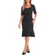 thumbnail image 1 of INSPIRAR CHIC Vestido Midi Bodycon de Sirena para Mujeres con Escote Corazón, Manga Corta, dobladillo de Cola de Pez, Vestido de Cóctel para Invitados de Boda Negro XS, 1 of 6