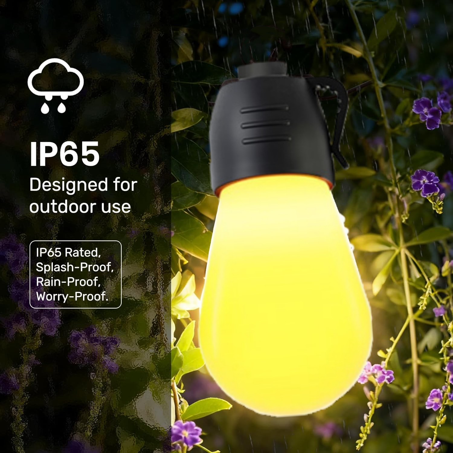 2 Pcs 48 Ft Christmas Smart Outdoor String Lights, RGB & Warm White Patio String Lights with 30 LED Bulbs, Works with APP Control, IP65 Waterproof for Decorations