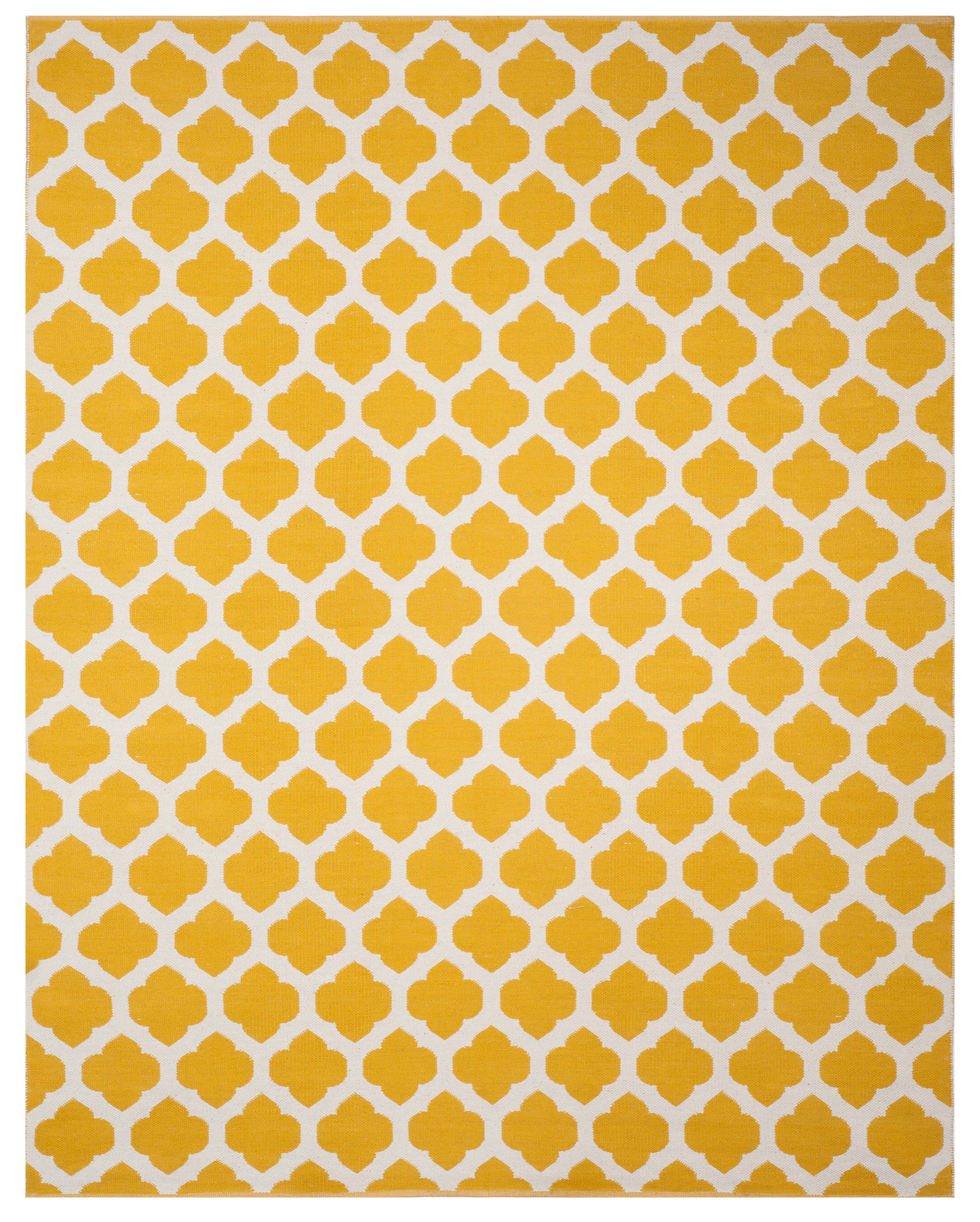 SAFAVIEH Montauk Proinsias Geometric Cotton Area Rug, Yellow/Ivory, 8' x 10'