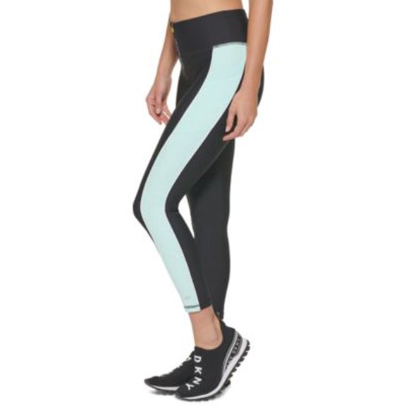 MSRP $60 Dkny Sport Womens Colorblocked Zip-Front 7/8 Leggings Blue Size XS