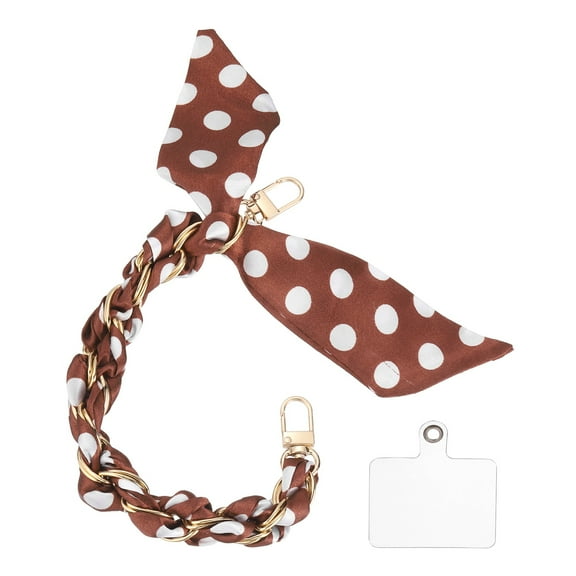 Scarf Cell Phone Wristlet Chain Strap, 12 Inch Phone Wrist Lanyard with Tether Tabs, Red Point