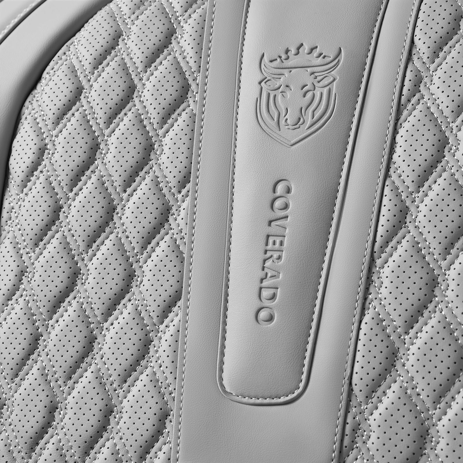 Coverado Gray Car Seat Covers Front, Waterproof Faux Leather Auto Seat Protectors with Lumbar Support, Luxury Automotive Interior Accessories Universal Fit Most Cars SUV Trucks
