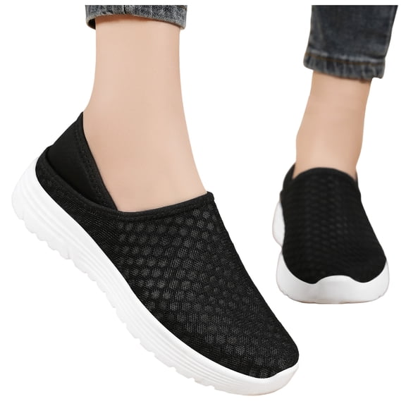 Rokment Womens Mens Walking Mules Tennis Shoes Unisex Lightweight Breathable Mesh Two-Ways Convertible Backless Half Slippers Sandals Black Size 6