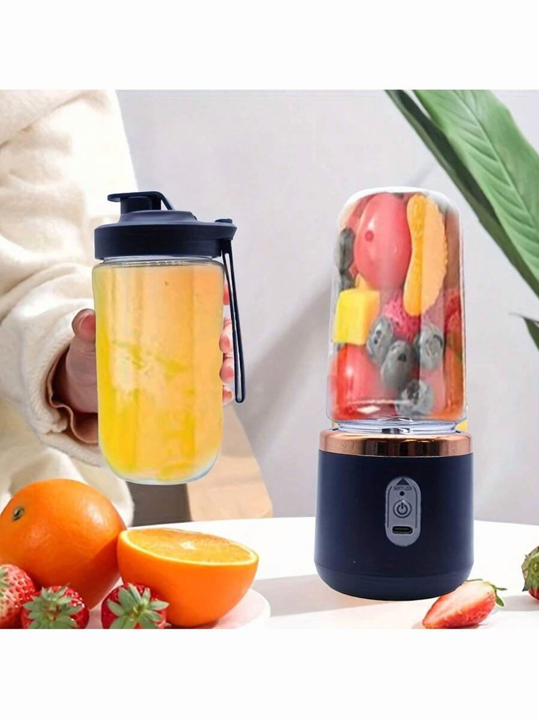 USB Rechargeable Portable Juicer Blender Cup - 6 Blades, Compact Multi-Functional Mixer for Travel, Camping, Home - Durable Navy Blue Food Processor, Modern Kitchen Tool