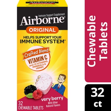 Airborne Chewable Vitamin C Tablets, Very Berry, 1000mg - 32 Chewable