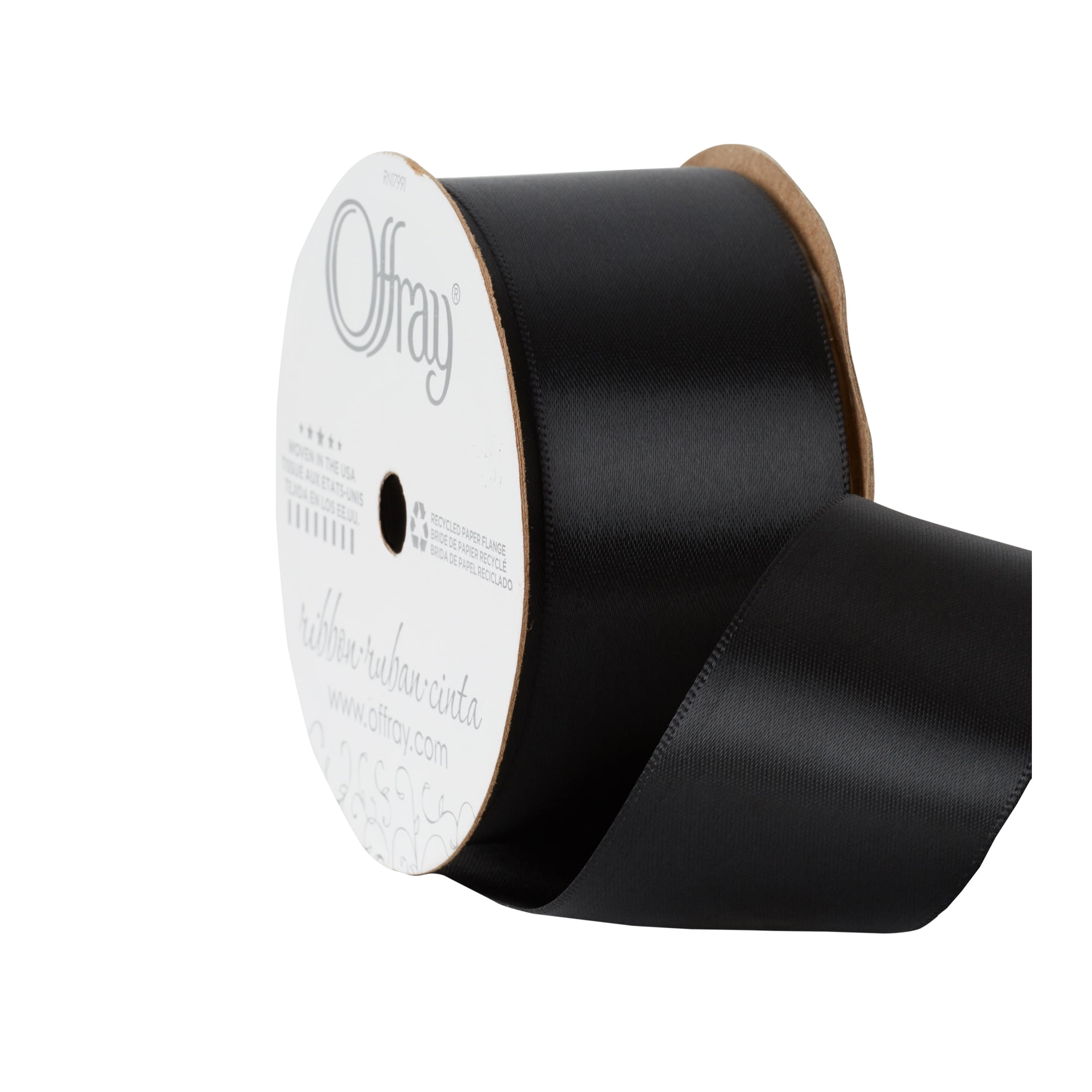 3 Double Faced Satin Ribbon 030 Black 100yd