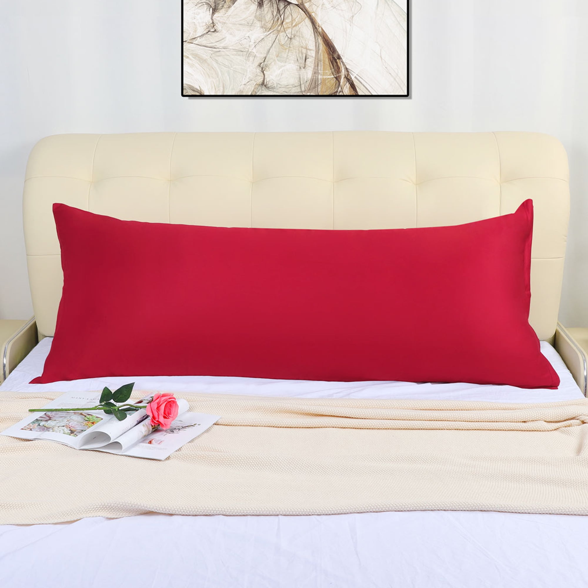 PiccoCasa Body Pillow Cover Long Bolster Pillowcase Covers w Zipper Red