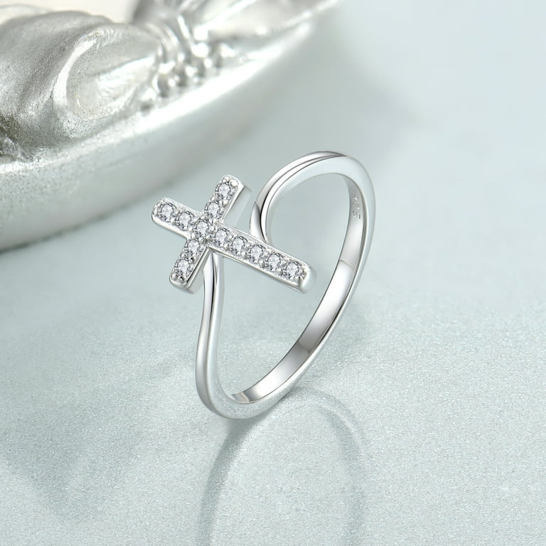 Starchenie 925 Sterling Silver Cross Ring for Women Size 9